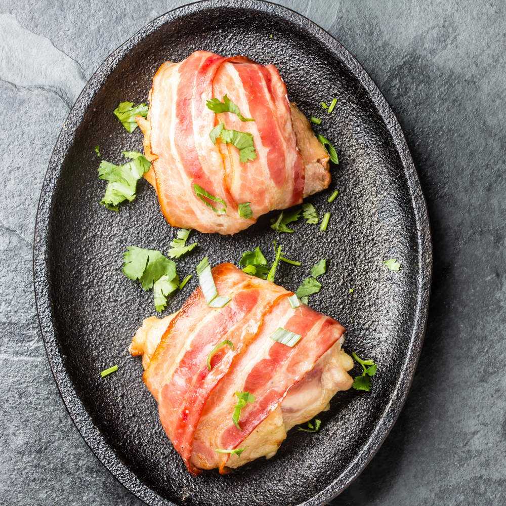 2 Stuffed Chicken Fillets Wrapped in Bacon